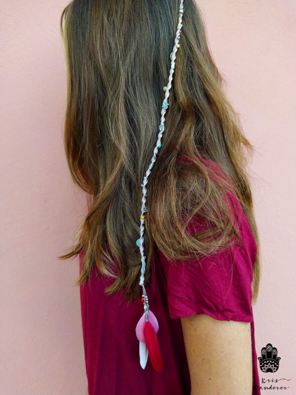 Pink feather removable Hair wrap
