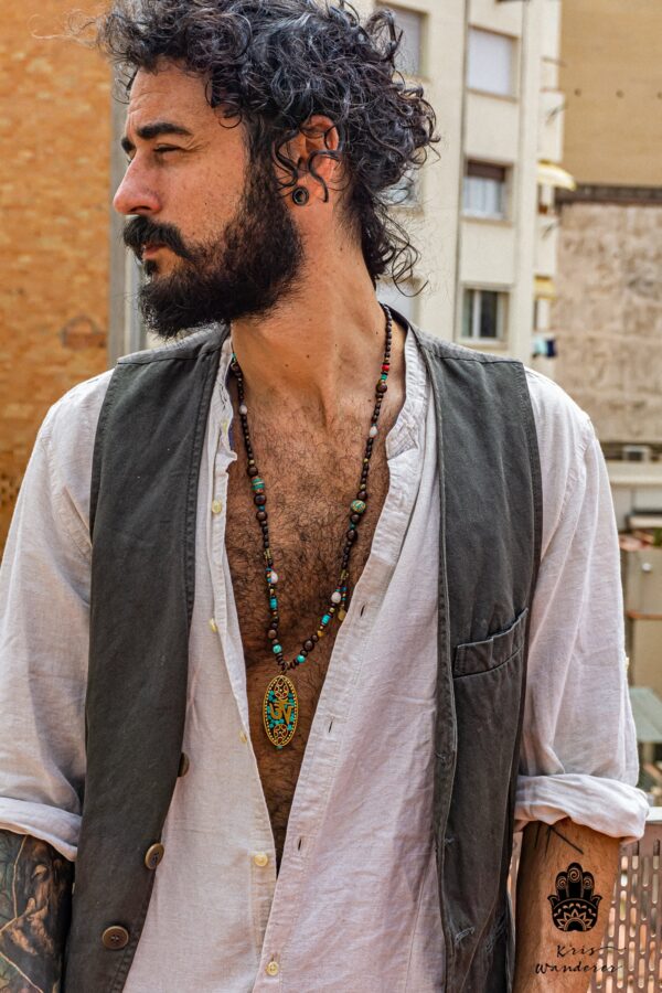 boho hippie urban tibetan bead statement necklace for men