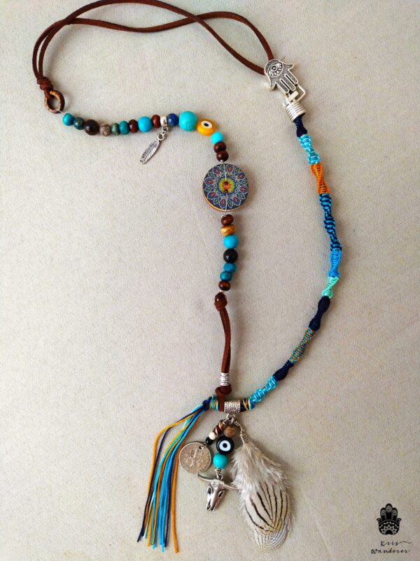 boho happiness tribal amulet necklace