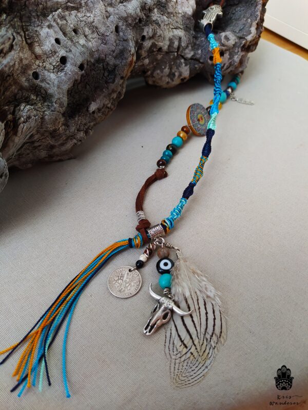 boho happiness tribal amulet necklace
