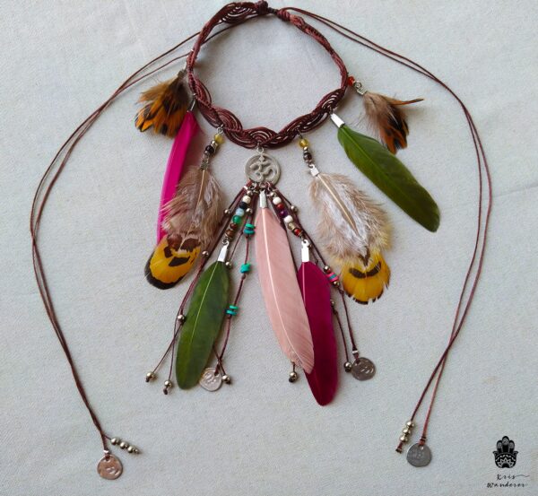 boho feathers arm bracelet necklace 2 in 1