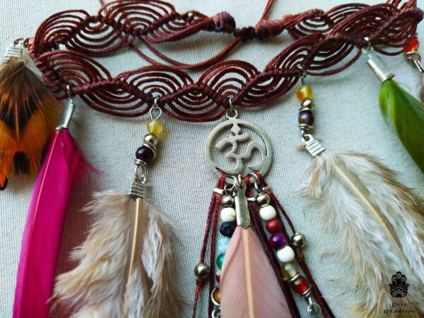boho feathers arm bracelet necklace 2 in 1