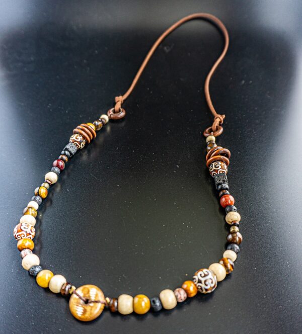 Long wooden beads necklace for men