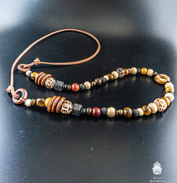 Long wooden beads necklace for men