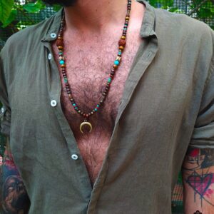 Boho moon necklace for men handmade hippie jewelry