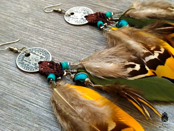 funky gipsy tribal feathers earrings