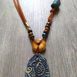 blue tribal surfer maori necklace