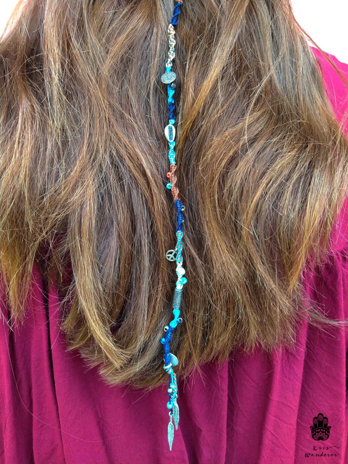 Multicolor removable macrame Hair Wrap in a unique boho style