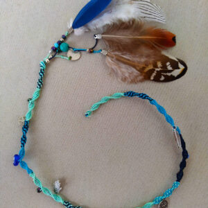 Removable Clip in boho Hair wrap braid with feathers