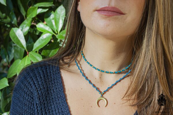 boho multi layered moon necklace set