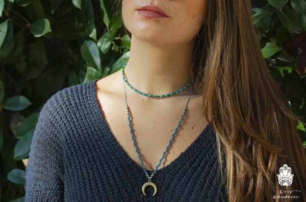 boho layered moon necklace set