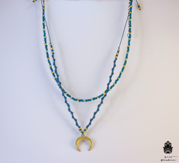 boho layered moon necklace set