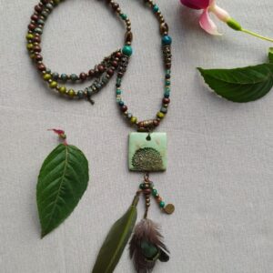 Bohemian Mandala Bead Necklace | Gipsy Flower Girl Green Necklace handmade boho hippie jewelry WanderJewellery by Kriswanderer