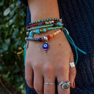 Boho hamsa evil eye bracelet handmade boho hippie jewelry WanderJewelley by KrisWanderer