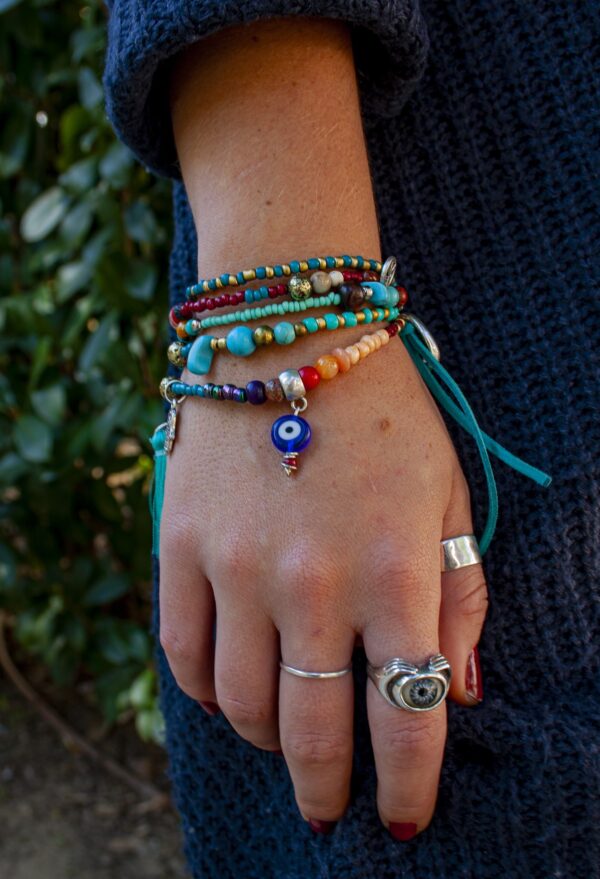 Boho hamsa evil eye bracelet handmade boho hippie jewelry WanderJewelley by KrisWanderer