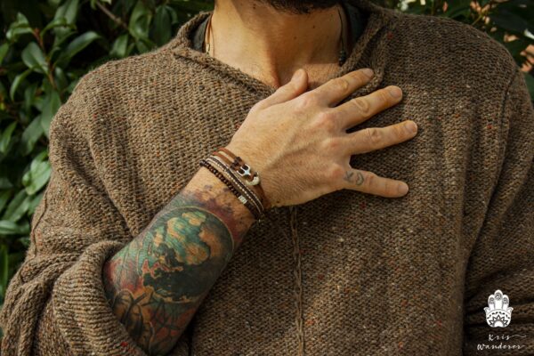 men's leather anchor bracelet set anchor bracelet handmade boho- hippie jewelry