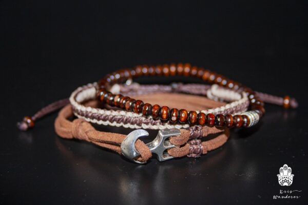 men's leather anchor bracelet set anchor bracelet handmade boho- hippie jewelry