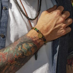 Om Charm Bracelet For Men | Gemstone Beaded Bracelet | Yoga Bracelet