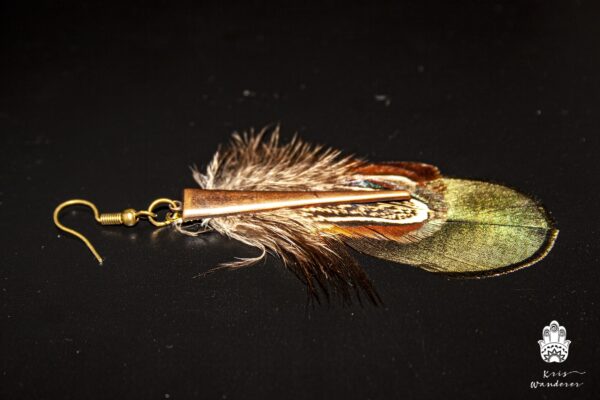 real feather mens earring single dangle pirate earring