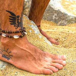 Boho Surf Cowrie Shell Mens Anklet Bracelet WanderJewellery By Kriswanderer