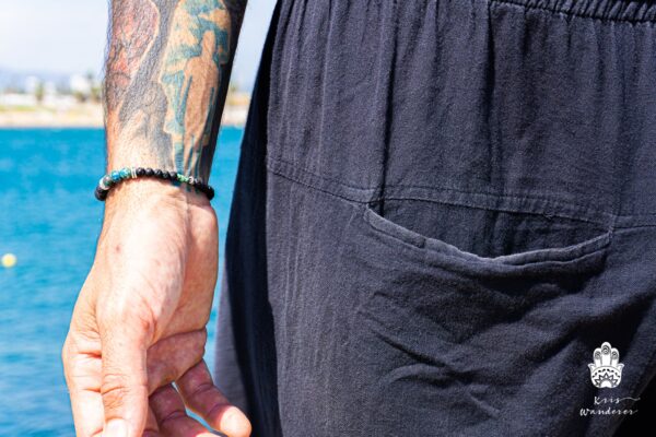 Lava Stone Healing Bracelet For Men - Mens Gemstone Beaded Bracelet WanderJewellery By KrisWanderer
