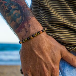 Mens Sunset Beaded Bracelet- Tiger Eye Bracelet For Men- surfer boho bracelet- WanderJewellery By Kriswanderer