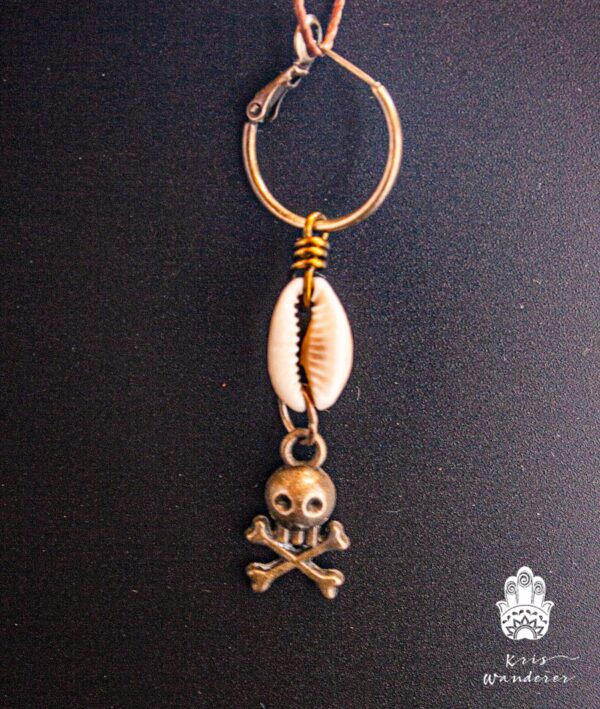 Seashell Skull Pirate Earring For Men - Mens Hoop Dangle Earring - WanderJewelry by KrisWanderer