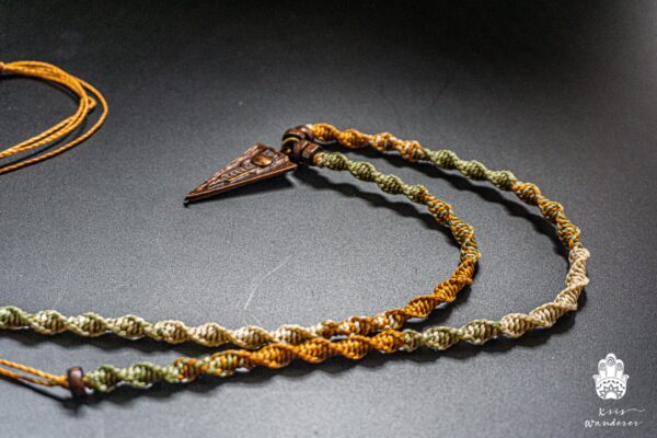 Long Adjustable Macrame Boho Necklace For Men - Colorful Tribal Modern Macrame Rope Hippie Necklace - Mens Ethnic Copper Pendant Necklace - WanderJewellery by KrisWanderer