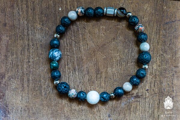 Black Lava Stone And Gemstone Bracelet For Men - Mens Minimalist Lava Bead Bracelet - Natural Stone Bracelet - Gemstone Healing Bracelet