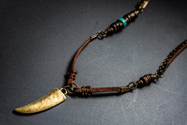 mens boho casual long leather pendant necklace- WanderJewellery by KrisWanderer